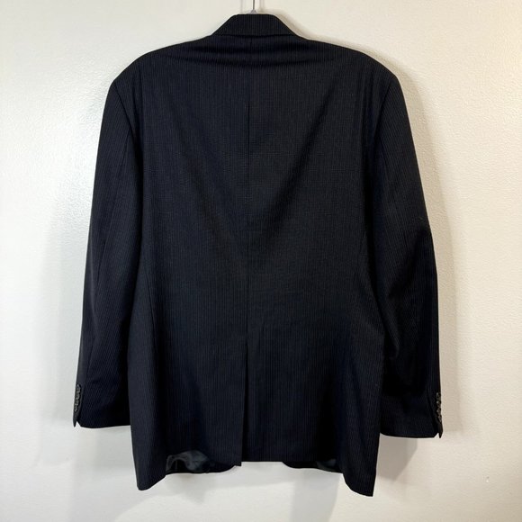 Chaps by Ralph Lauren Wool Blend Blazer Jacket Size 42L Black Blue Pinstripe - Picture 8 of 11